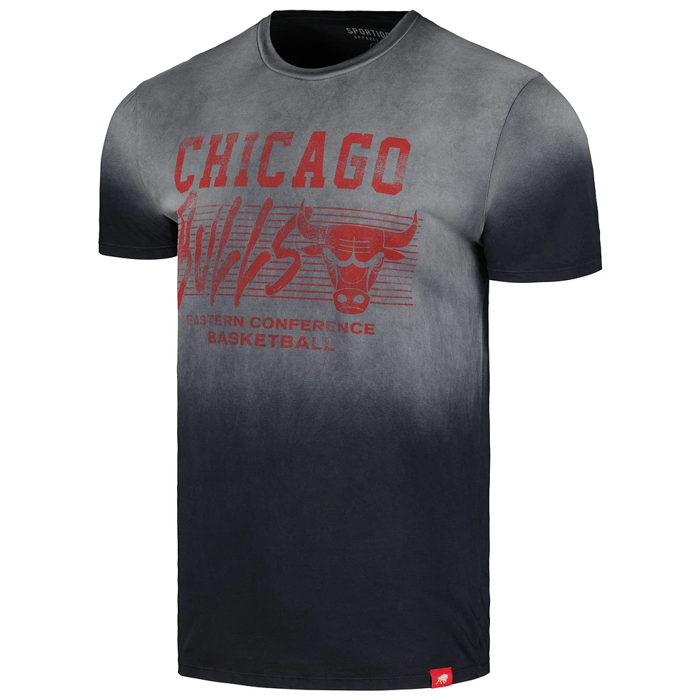 Unisex Sportiqe Black Chicago Bulls Bingham Sun-Fade T-Shirt