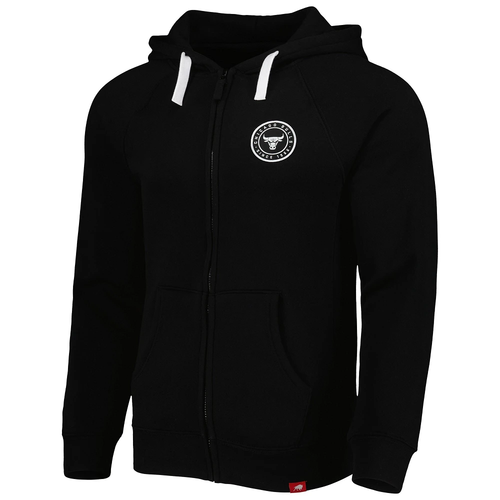 Unisex Sportiqe Black Chicago Bulls Denali Heywood Tri-Blend Raglan Full-Zip Hoodie