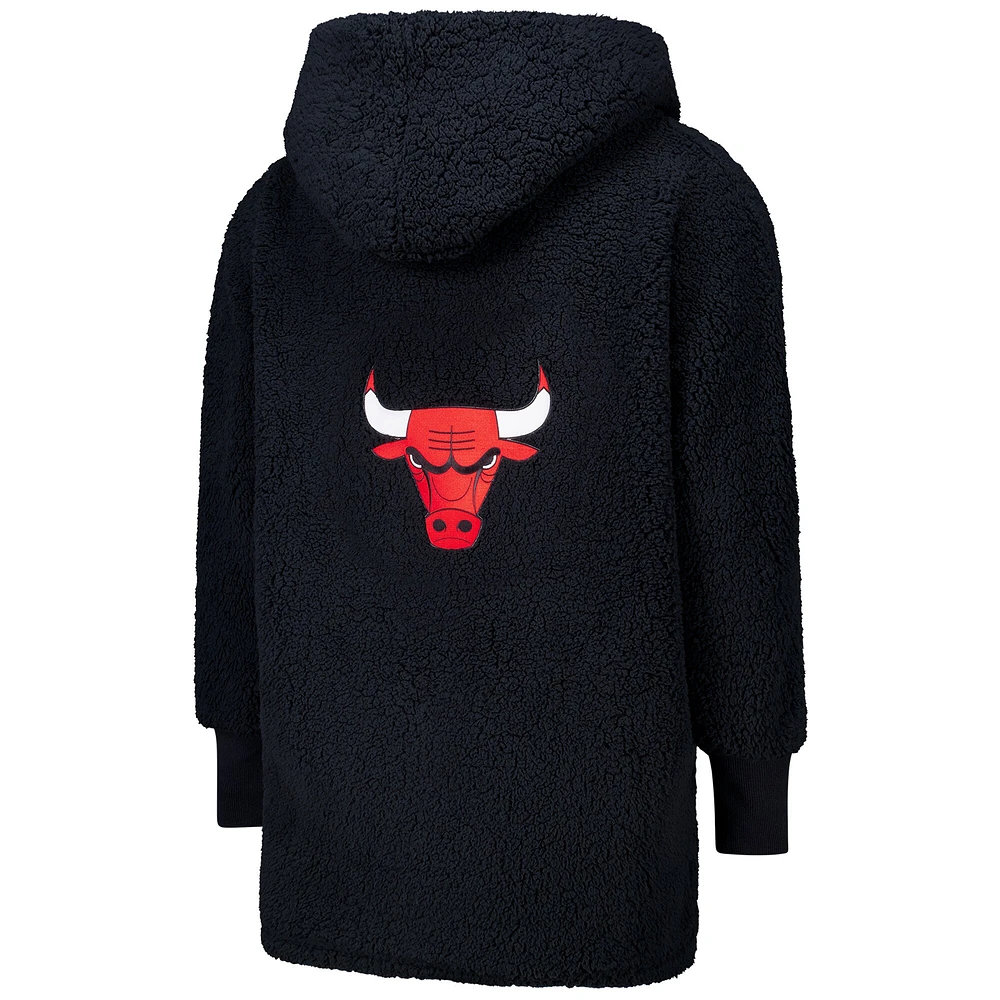 Sweat à capuche ouvert surdimensionné noir des Chicago Bulls par Jill Martin, le meilleur transat du monde