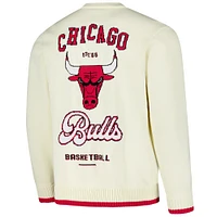 Unisex The Wild Collective  Cream Chicago Bulls Jacquard Knit Pullover Sweater