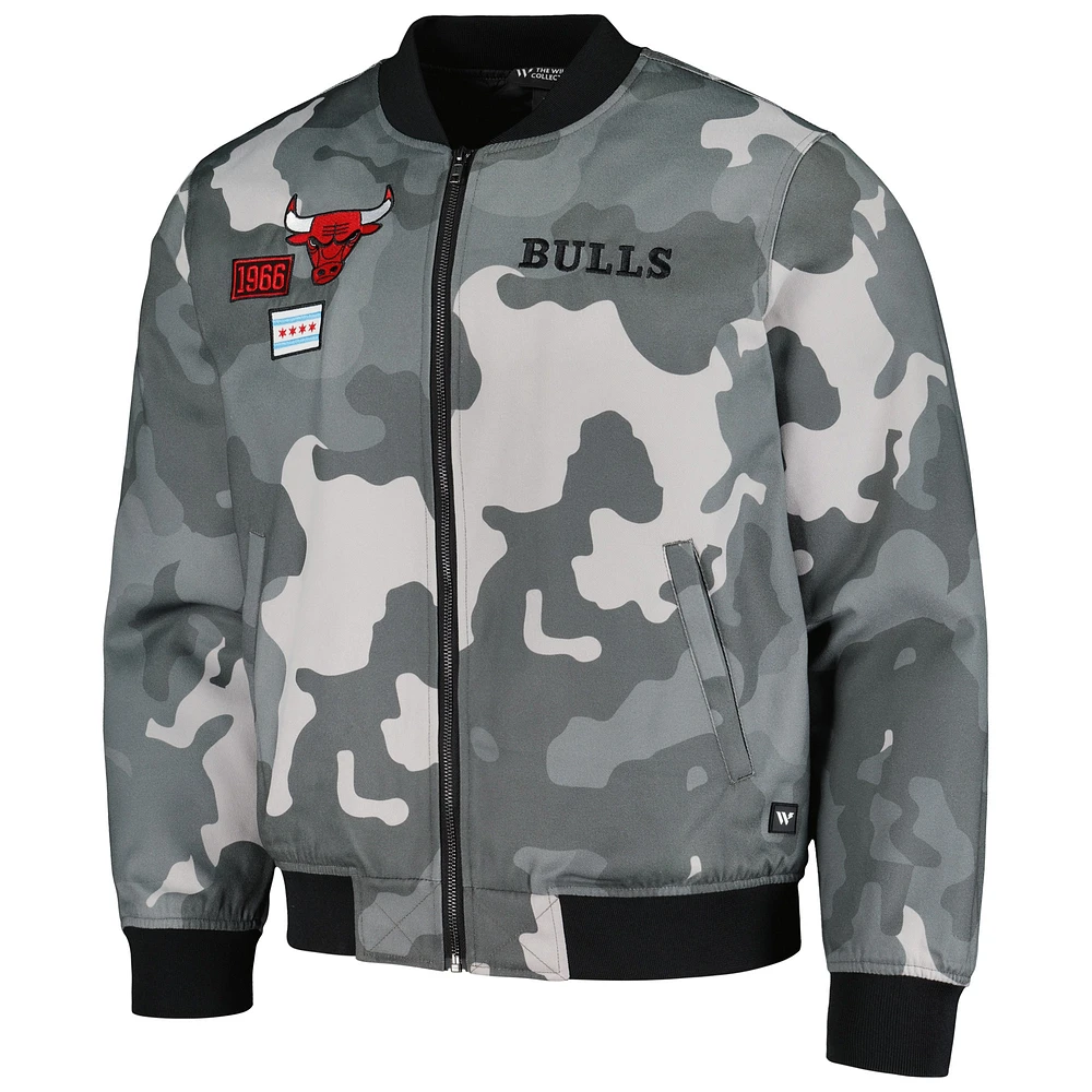 Unisex The Wild Collective Gray Chicago Bulls 2023/24 City Edition Camo Bomber Full-Zip Jacket