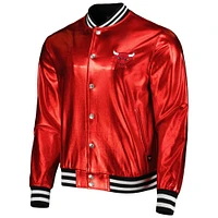 Unisex The Wild Collective Red Chicago Bulls Metallic Full-Snap Bomber Jacket