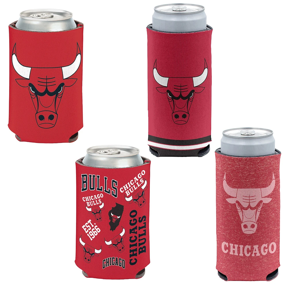 WinCraft Chicago Bulls Slim et 12 oz. Ensemble de 4 refroidisseurs de canettes