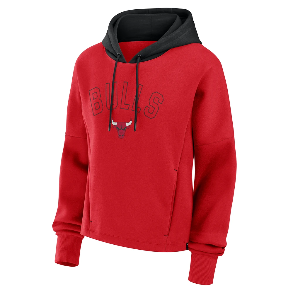 Women's Fanatics  Athletic Red Chicago Bulls Post Up Boxy Pullover Hoodie