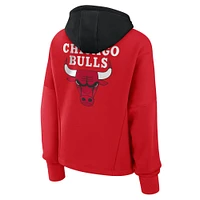 Women's Fanatics  Athletic Red Chicago Bulls Post Up Boxy Pullover Hoodie