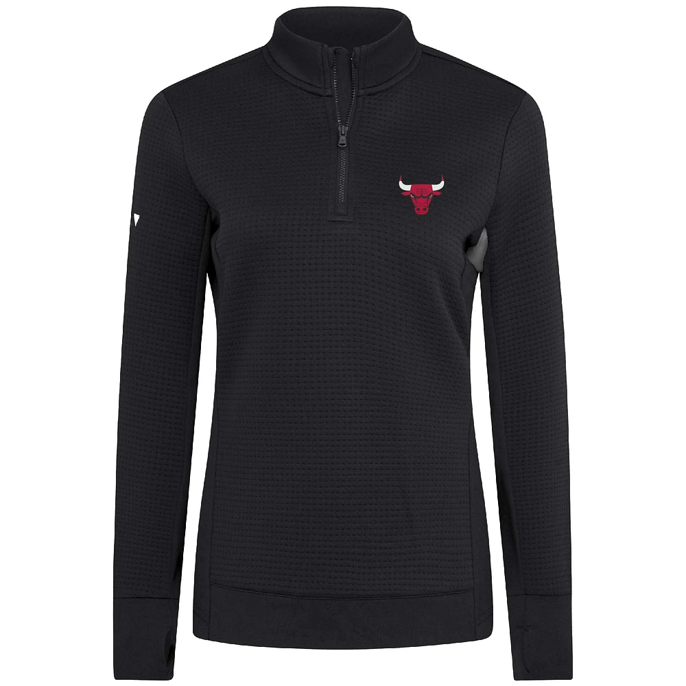 Women's Levelwear  Black Chicago Bulls Cushion Quarter-Zip Pullover