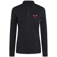 Women's Levelwear  Black Chicago Bulls Cushion Quarter-Zip Pullover
