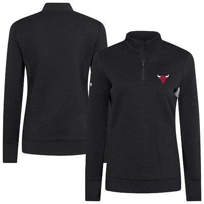 Women's Levelwear  Black Chicago Bulls Cushion Quarter-Zip Pullover