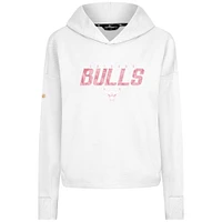 Sweat à capuche court trois mélanges motif floral blanc pour femme Levelwear Chicago Bulls Fête des Mères