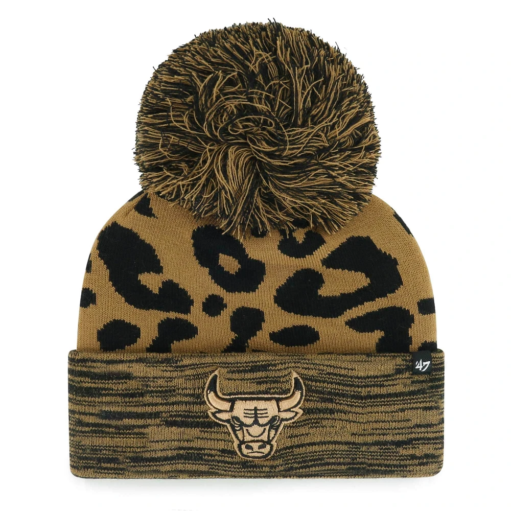 Bonnet en tricot à revers rosette '47 Leopard Chicago Bulls pour femmes avec pompon