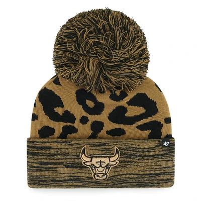 Bonnet en tricot à revers rosette '47 Leopard Chicago Bulls pour femmes avec pompon