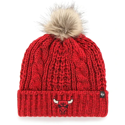 Bonnet en tricot à revers Meeko Chicago Bulls '47 rouge pour femme avec pompon