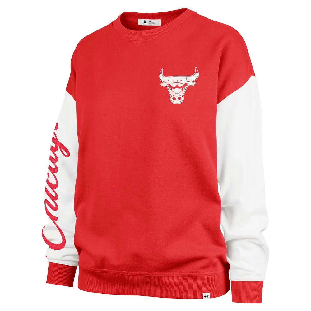 Women's '47 Red Chicago Bulls  Rise Andie Oversized Pullover Sweatshirt