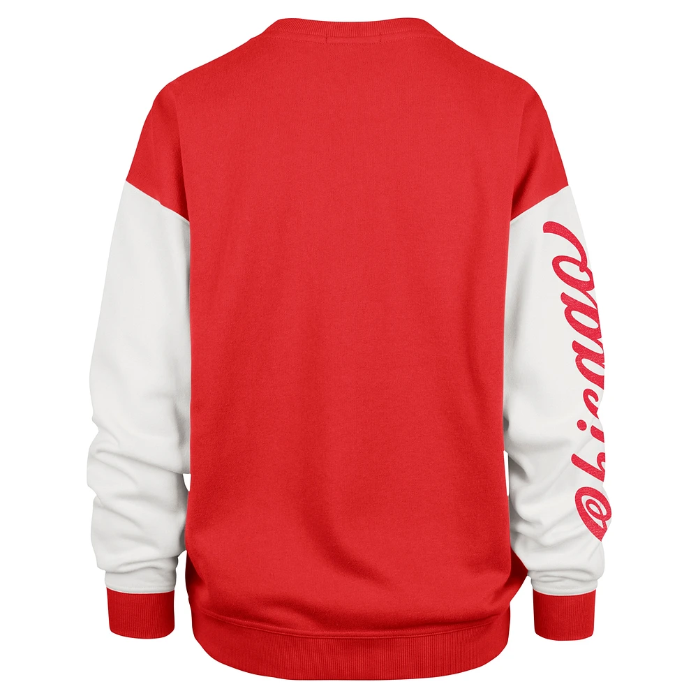 Women's '47 Red Chicago Bulls  Rise Andie Oversized Pullover Sweatshirt