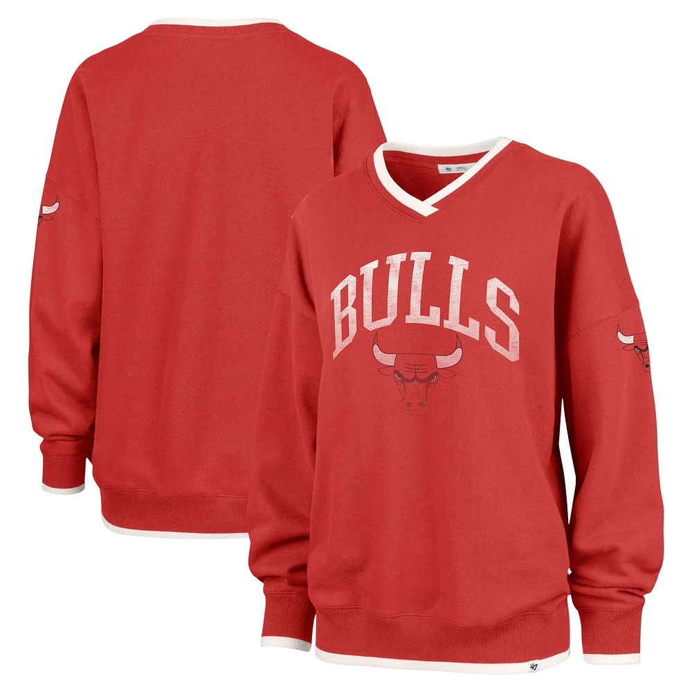 Women's '47  Red Chicago Bulls Rise Wax Pack Daze '80s Oversize Pullover Sweatshirt