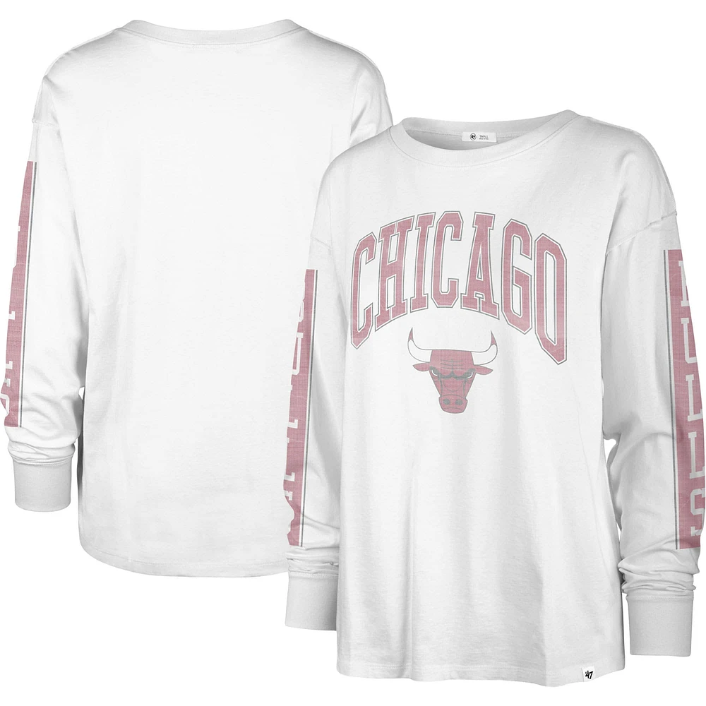 T-shirt à manches longues '47 blanc Chicago Bulls City Edition SOA pour femme