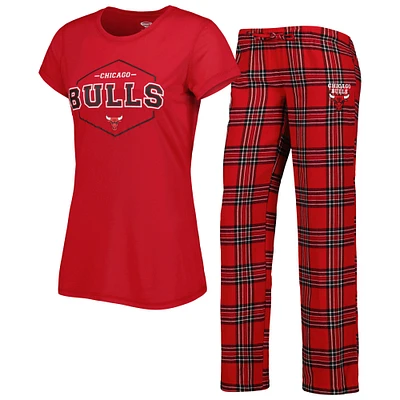 Ensemble de pyjama et t-shirt pour femme Concepts Sport rouge/noir avec écusson Chicago Bulls pantalon