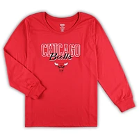 Women's Concepts Sport Red/Heather Gray Chicago Bulls Plus Long Sleeve T-Shirt and Shorts Sleep Set