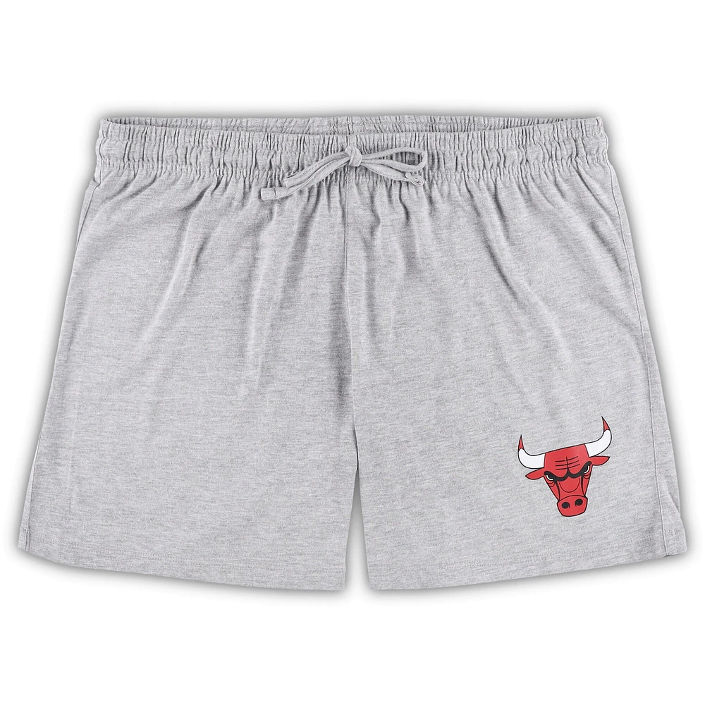 Women's Concepts Sport Red/Heather Gray Chicago Bulls Plus Long Sleeve T-Shirt and Shorts Sleep Set