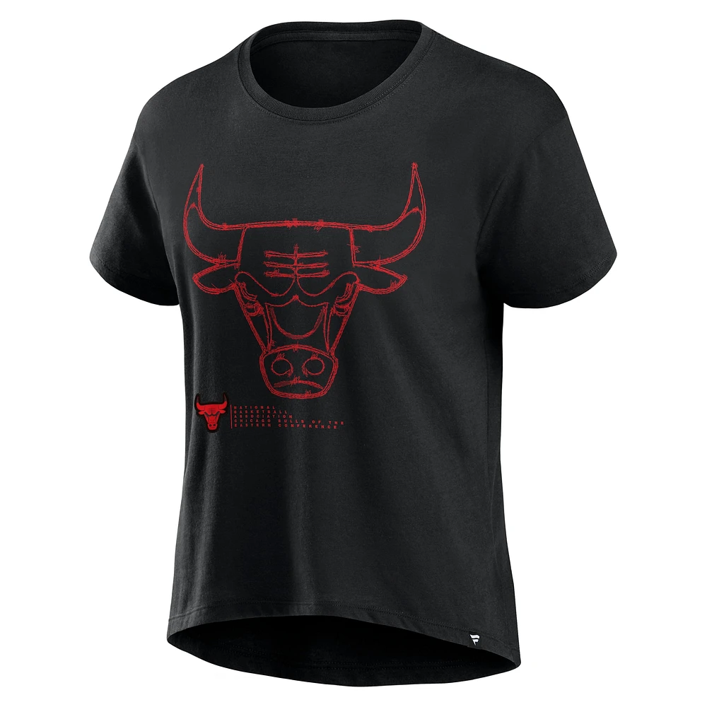 Women's Fanatics  Black Chicago Bulls Hand Check T-Shirt