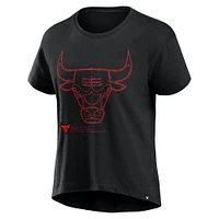 Women's Fanatics  Black Chicago Bulls Hand Check T-Shirt