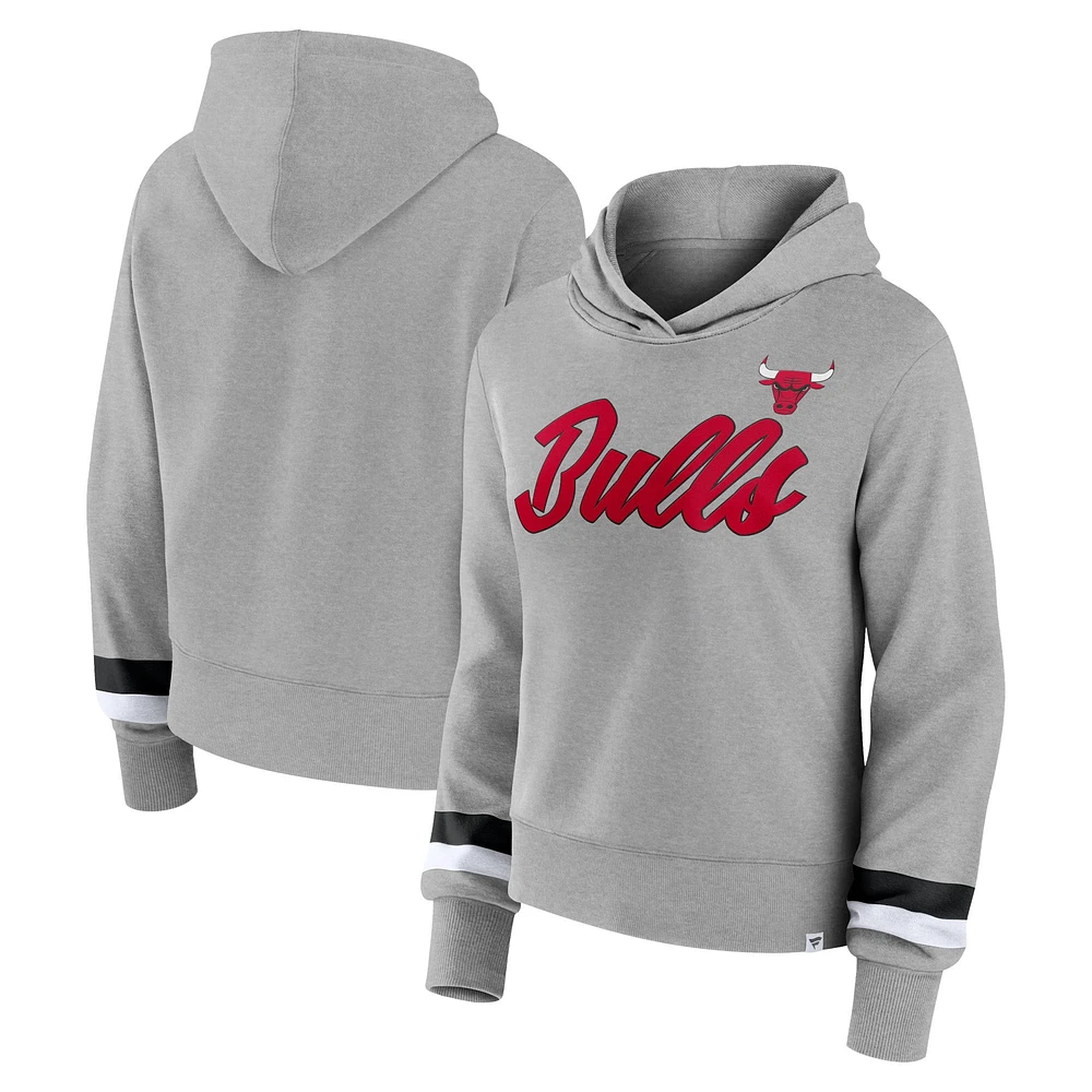 Women's Fanatics Heather Gray Chicago Bulls Halftime Pullover Hoodie