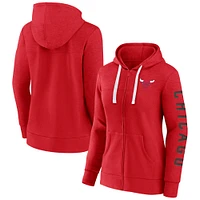 Women's Fanatics Heather Red Chicago Bulls City Ties Full-Zip Hoodie