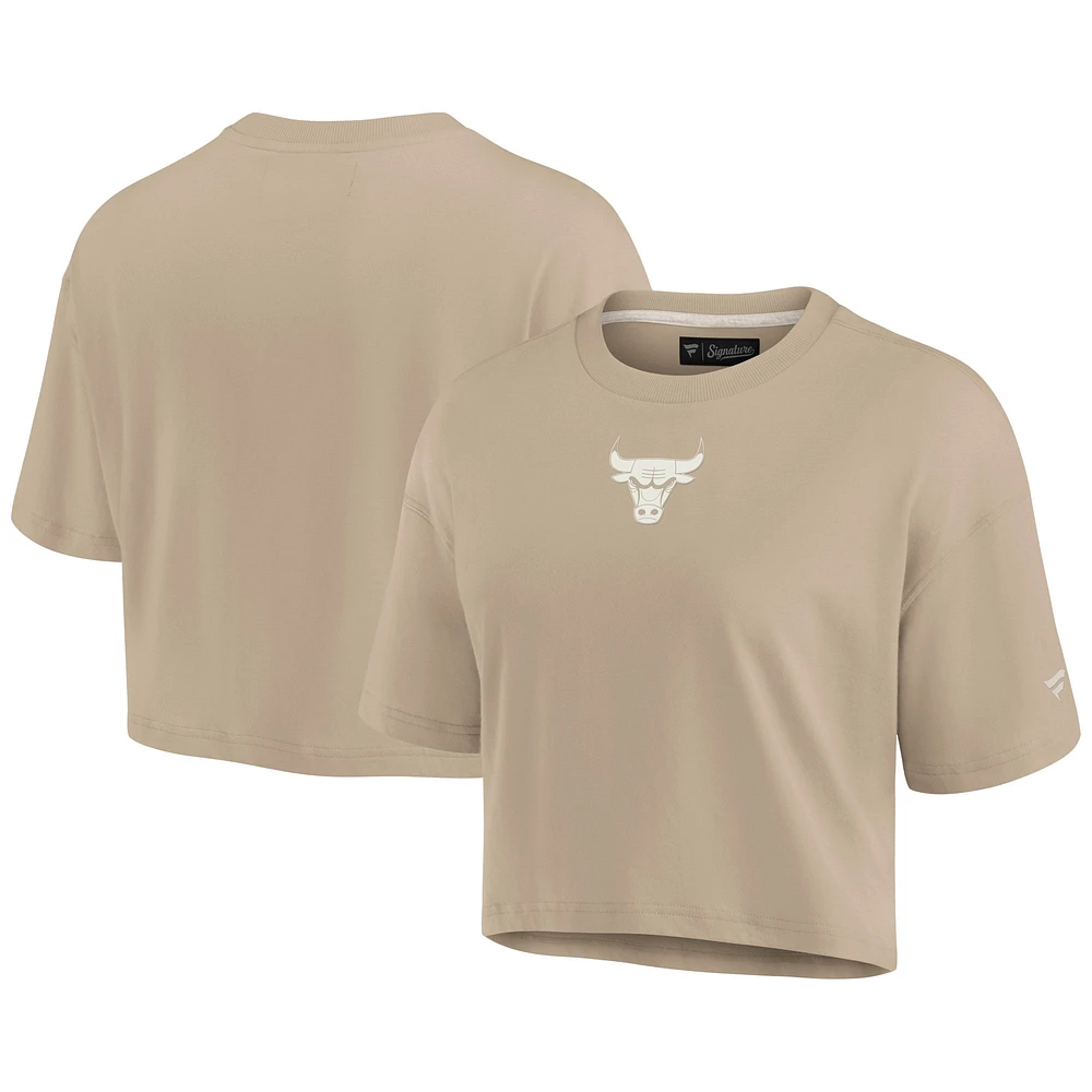 Women's Fanatics Khaki Chicago Bulls Elements Super Soft Boxy Cropped T-Shirt