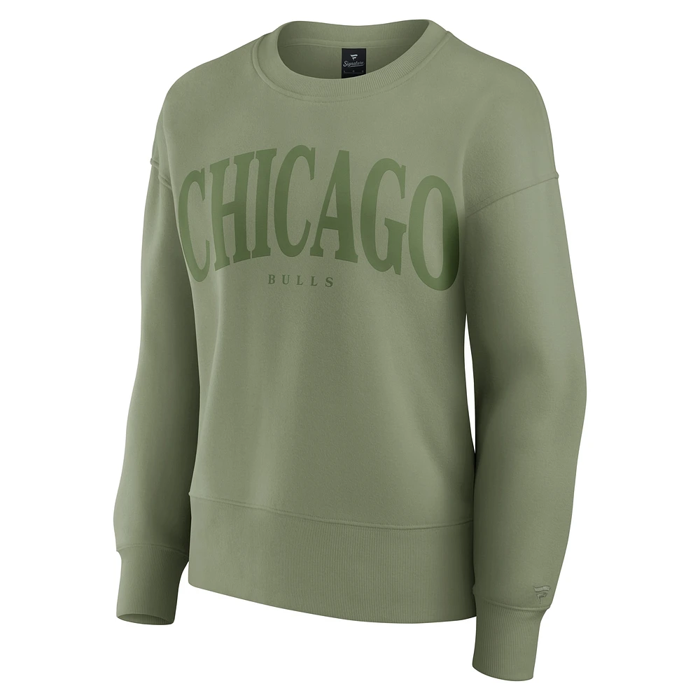 Women's Fanatics Olive Chicago Bulls Elements Flow Pullover Sweatshirt