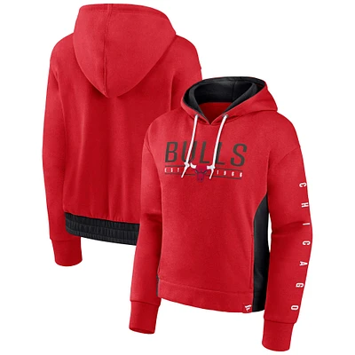 Women's Fanatics Red Chicago Bulls Iconic Halftime Colorblock Pullover Hoodie