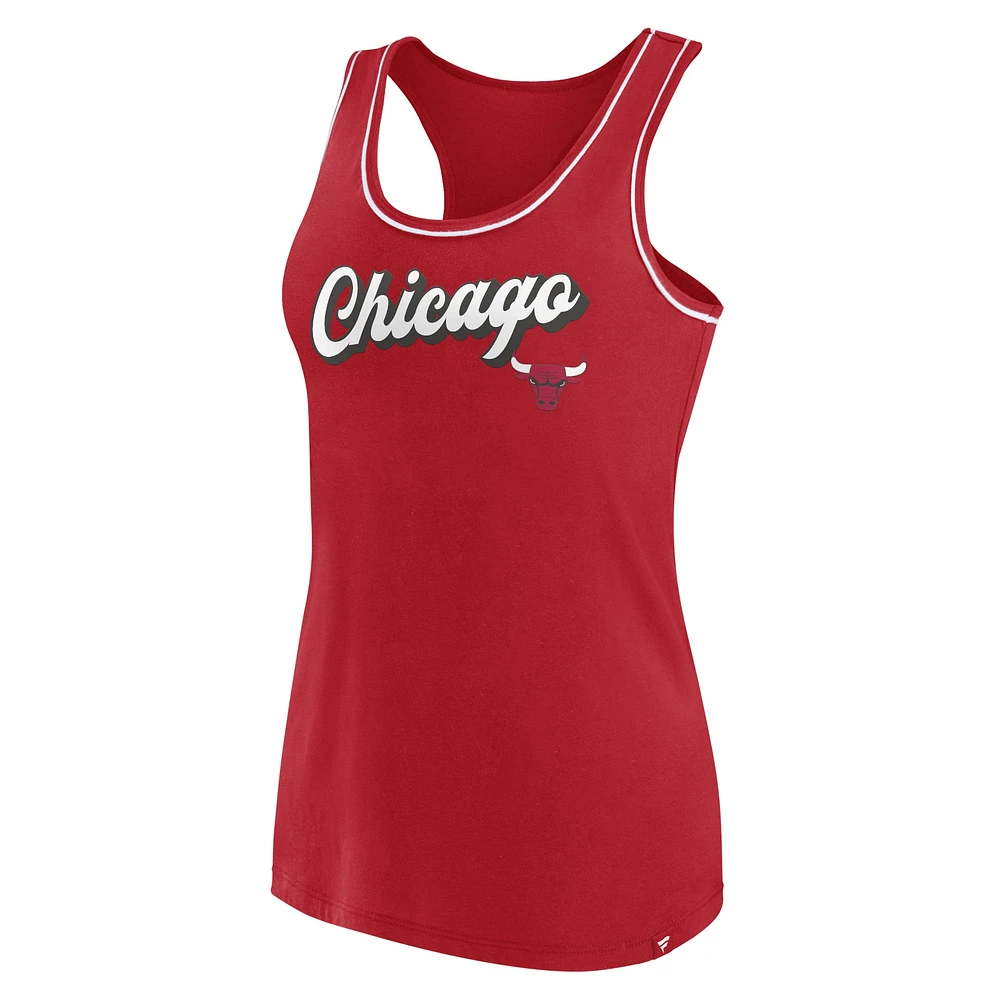 Women's Fanatics Red Chicago Bulls Wordmark Logo Racerback Tank Top