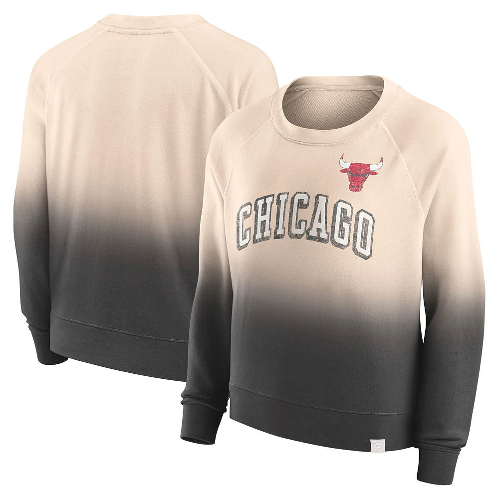 Sweat-shirt Fanatics pour femmes, beige/noir, Chicago Bulls Lounge Arch Raglan