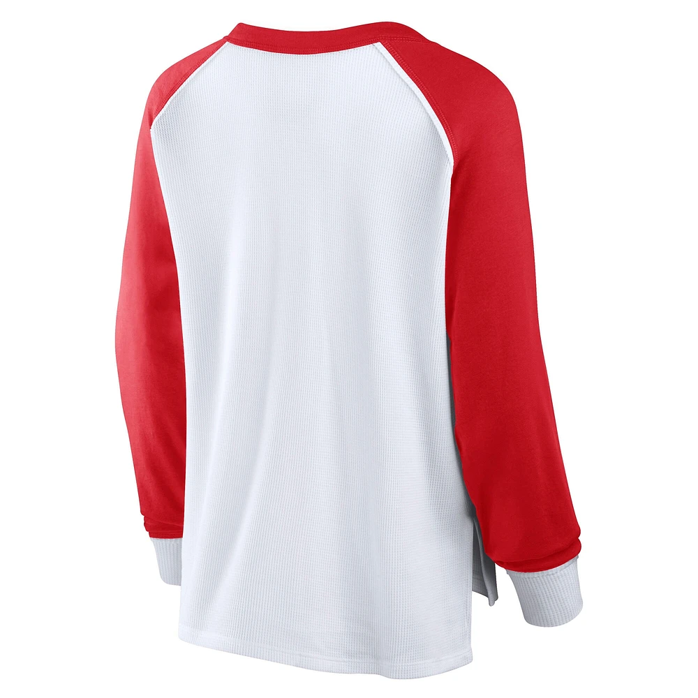 Women's Fanatics White Chicago Bulls Open Lane Waffle Long Sleeve V-Neck T-Shirt