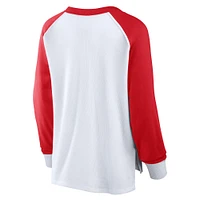 Women's Fanatics White Chicago Bulls Open Lane Waffle Long Sleeve V-Neck T-Shirt