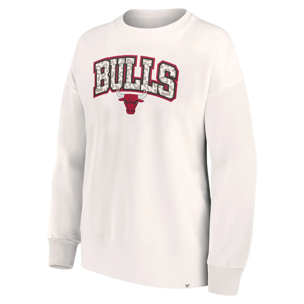 Sweat-shirt léopard ton sur blanc Chicago Bulls Fanatics pour femmes