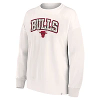 Women's Fanatics White Chicago Bulls Tonal Leopard Pullover Sweatshirt