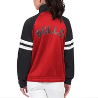 Veste de survêtement entièrement zippée G-III 4Her par Carl Banks pour femmes des Red Chicago Bulls Main Player Raglan strass