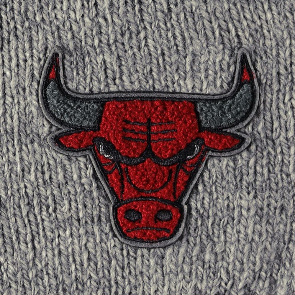 Women's Lusso Gray Chicago Bulls Scarletts Lantern Sleeve Tri-Blend V-Neck Pullover Sweater