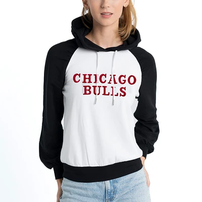 Sweat à capuche raglan tri-mélangé Marlowe Chicago Bulls Lusso crème pour femmes