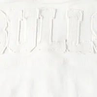 Veste en jean boutonnée Lusso White Chicago Bulls pour femme avec cristaux Swarovski et effet usé