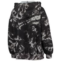 Women's Majestic Threads Black Chicago Bulls Burble Tie-Dye Tri-Blend Pullover Hoodie