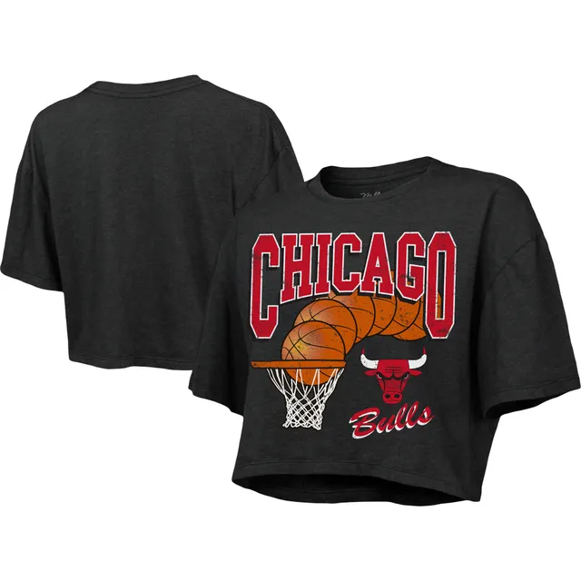 Women's Chicago Bulls '47 White/Black 2021/22 City Edition Vintage Tie-Dye  Tubular Cropped T-Shirt