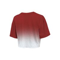 Women's Majestic Threads Red/White Chicago Bulls Repeat Dip-Dye Cropped T-Shirt