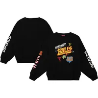 Women's Mitchell & Ness Black Chicago Bulls Slap Sticker - Pullover Sweatshirt