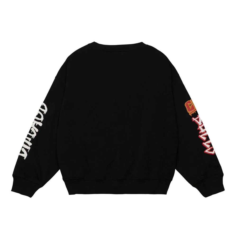 Women's Mitchell & Ness Black Chicago Bulls Slap Sticker - Pullover Sweatshirt