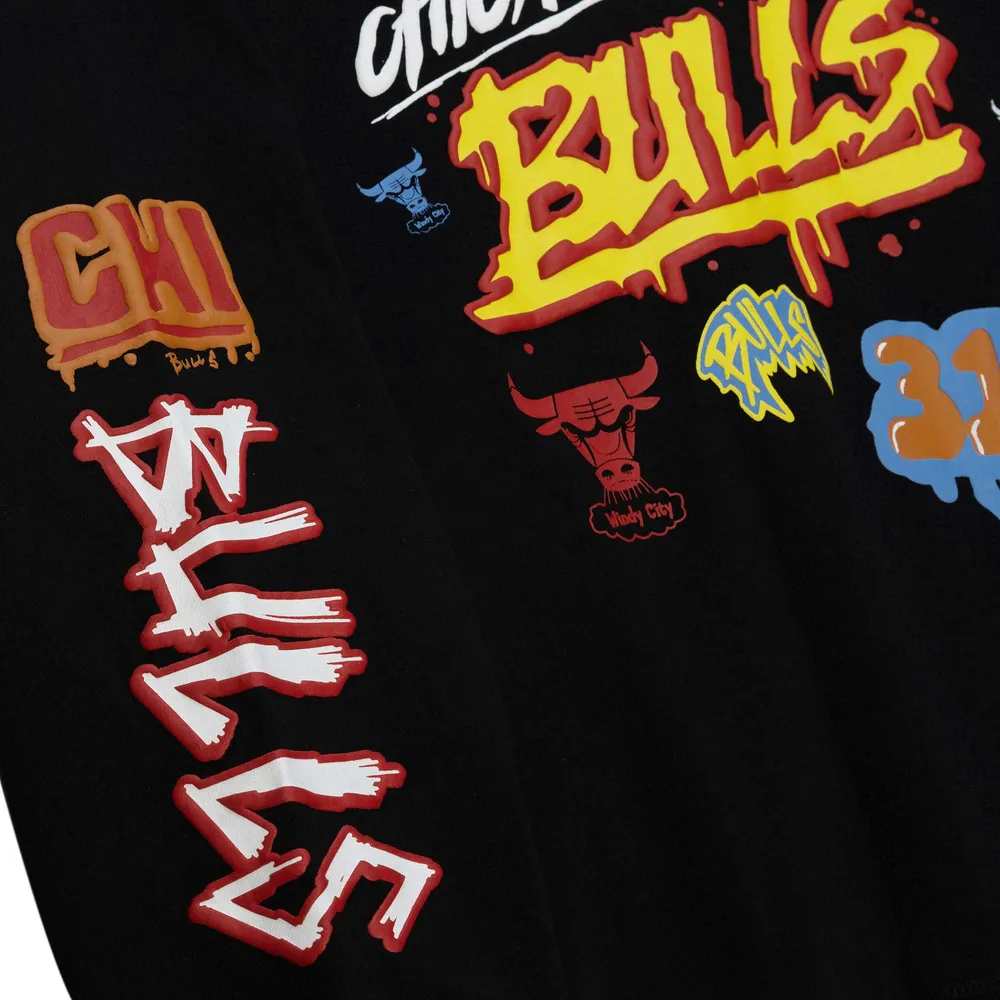 Autocollant claque des Chicago Bulls Mitchell & Ness pour femme, noir - Molleton à enfiler