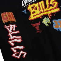 Women's Mitchell & Ness Black Chicago Bulls Slap Sticker - Pullover Sweatshirt