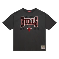 Women's Mitchell & Ness Charcoal Chicago Bulls Hardwood Classics Oversized Boyfriend T-Shirt