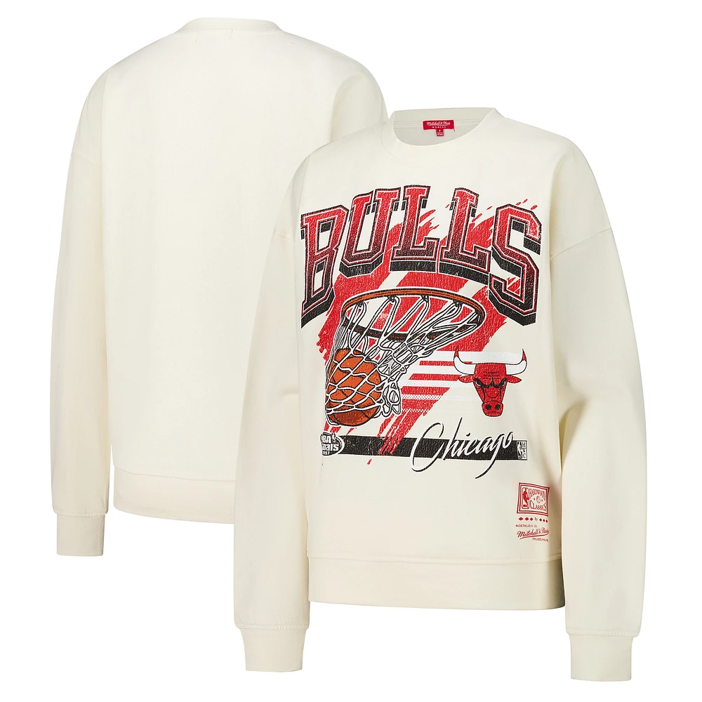 Sweat-shirt à capuche Chicago Bulls Brush Bucket pour femme Mitchell & Ness Cream