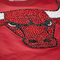 Women's Mitchell & Ness x DANNIJO Red Chicago Bulls Cropped Satin Full-Snap Jacket